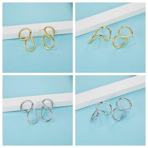 1 Pair Simple Style Solid Color Polishing Plating Stainless Steel Copper 14K Gold Plated Ear Studs
