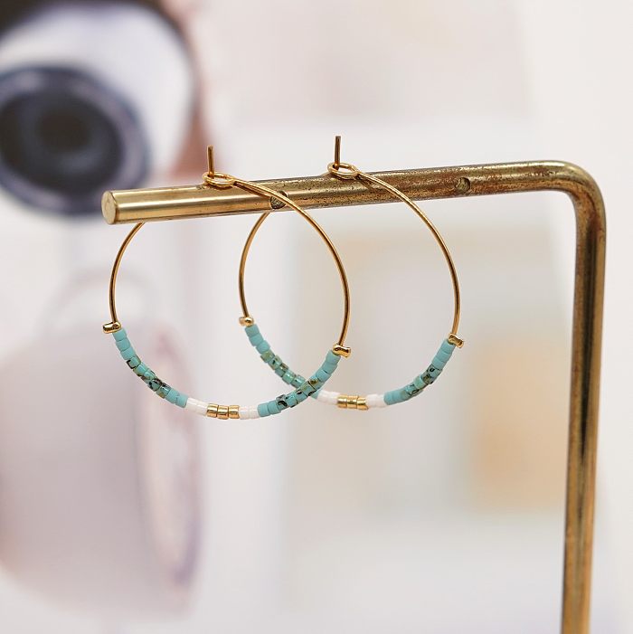 1 Pair Simple Style Round Seed Bead Copper Beaded Earrings