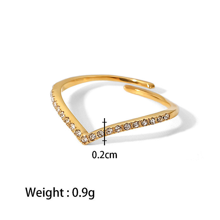 Fashion Geometric Stainless Steel Open Ring Inlay Zircon Stainless Steel Rings