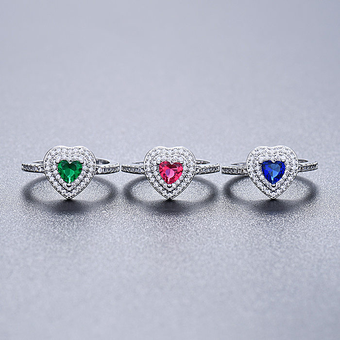 Anéis de gema com incrustações de cobre em formato de coração de estilo simples