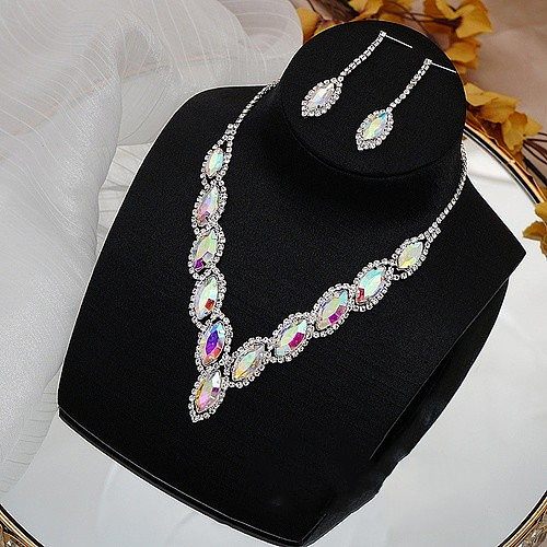 Simple Style Water Droplets Copper Inlay Zircon Jewelry Set