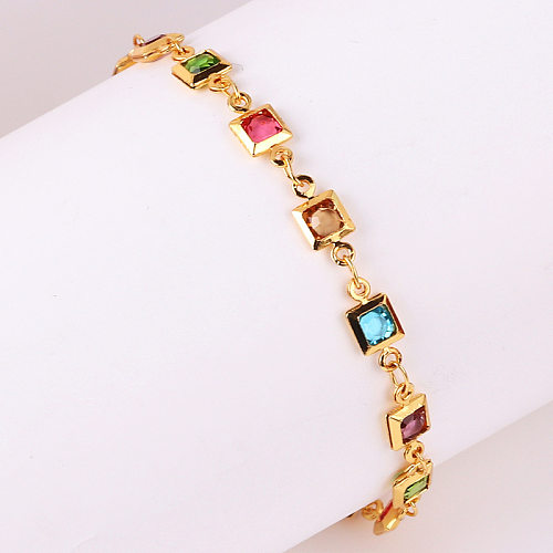 1 Piece Fashion Square Copper Plating Inlay Zircon Women'S Bracelets Necklace