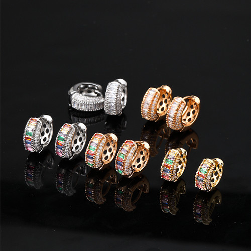 1 Pair Hip-Hop Vintage Style Rock Round Plating Inlay Copper Zircon White Gold Plated Gold Plated Ear Studs
