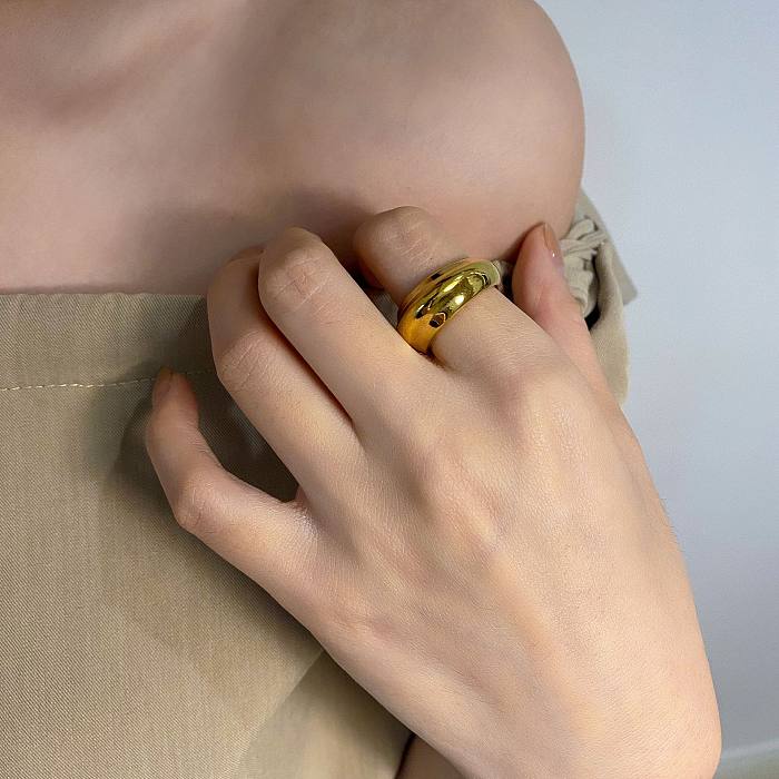 INS Style Simple Style Geometric Titanium Steel Plating Rings