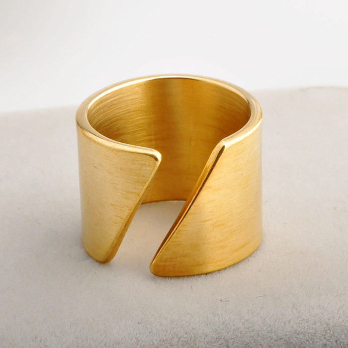 Wholesale Simple Style Geometric Titanium Steel Wide Band Ring Open Ring