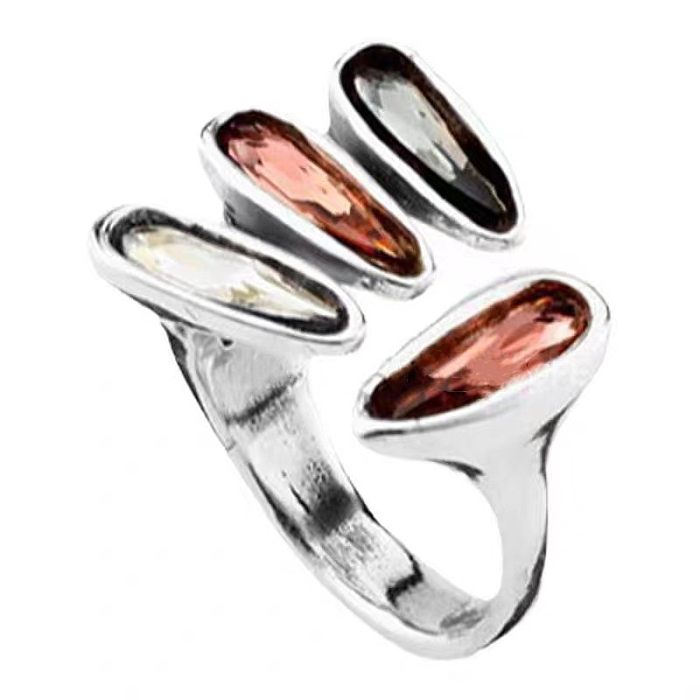 Anéis banhados a prata de cristal com revestimento de cobre geométrico de estilo simples novidade