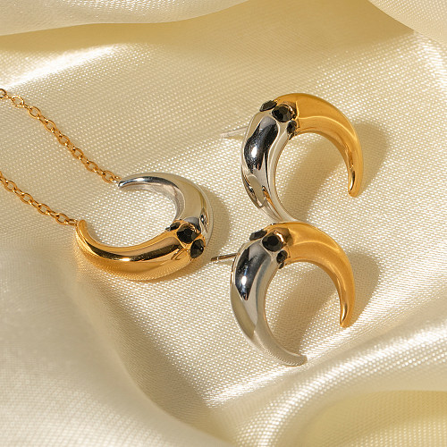 IG Style Horns Stainless Steel Plating 18K Gold Plated Earrings Necklace