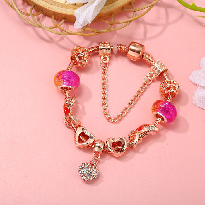 Romantic Heart Shape Copper Plating Inlay Rhinestones Bracelets
