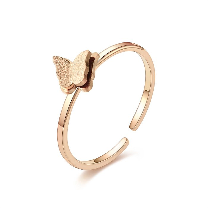 أزياء التيتانيوم الصلب قابل للتعديل خاتم بسيط الإناث 24K الذهب والمجوهرات