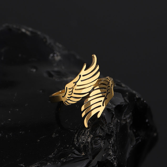 Wholesale Gothic Cool Style Wings Stainless Steel Open Rings