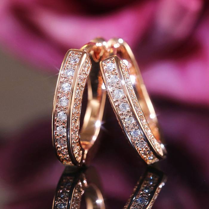 Popular U-shaped Geometric Zircon Copper Earrings Wholesale