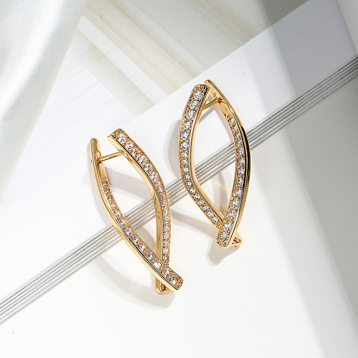 1 Pair Simple Style Commute Geometric Plating Inlay Copper Zircon 18K Gold Plated Earrings