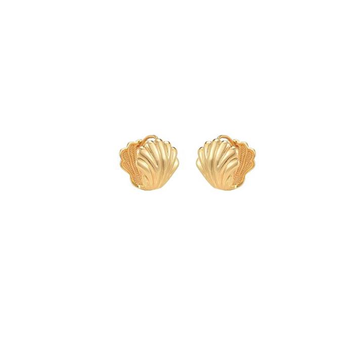 1 Pair Korean Style Shell Plating Copper 18K Gold Plated Ear Studs