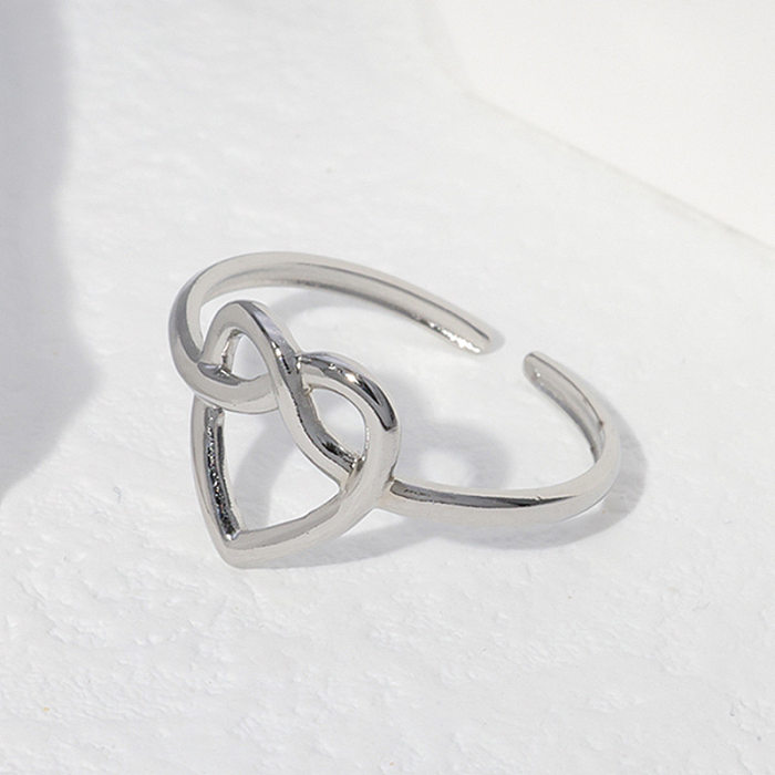 Simple Style Heart Shape Stainless Steel Hollow Out Open Ring