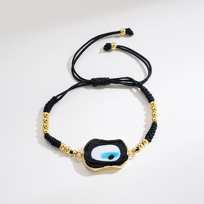 Fashion Devil'S Eye Glass Rope Copper Beaded Bracelets 1 Piece