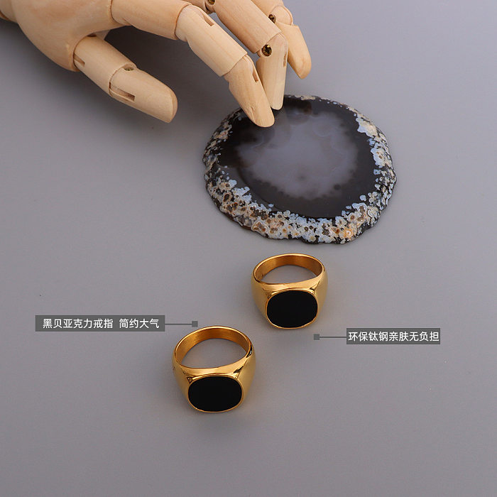 Black Shell Ring Titanium Ring Oval Ring Cross-border Steel Ring