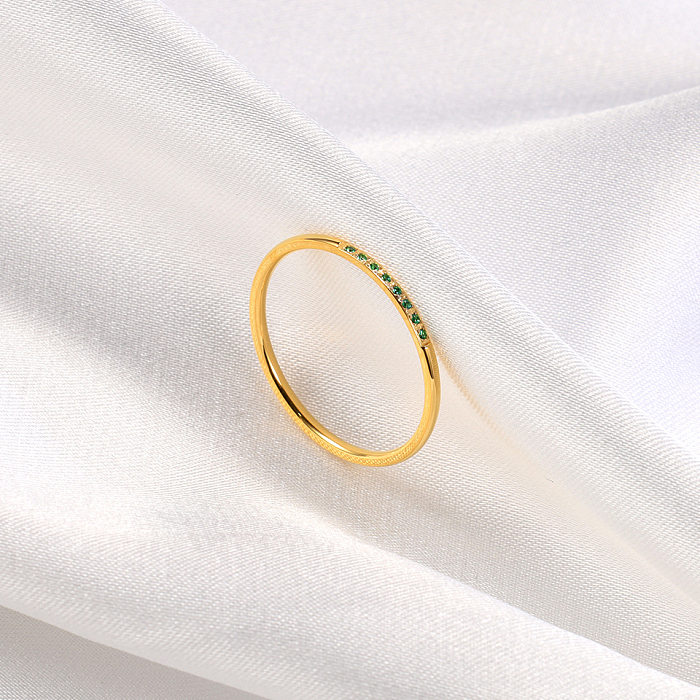 Simple Style Colorful Titanium Steel Plating Inlay Artificial Diamond Rings