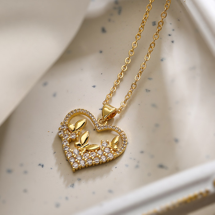 Collier avec pendentif en Zircon plaqué or 18 carats, Style Simple, étoile de trajet, papillon, en cuivre, en vrac