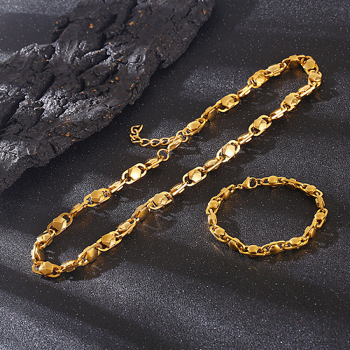 Rock Punk cor sólida chapeamento de aço inoxidável pulseiras banhadas a ouro 18K colar