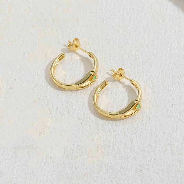 1 Pair Luxurious Solid Color Plating Copper 14K Gold Plated Earrings