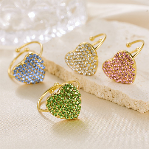 Vintage Style Heart Shape Stainless Steel Plating 18K Gold Plated Open Rings