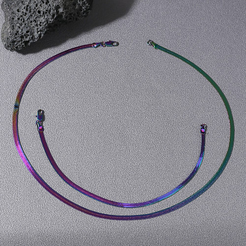 Hip-Hop-Armband-Halskette im schlichten Stil mit einfarbiger Titanstahlbeschichtung