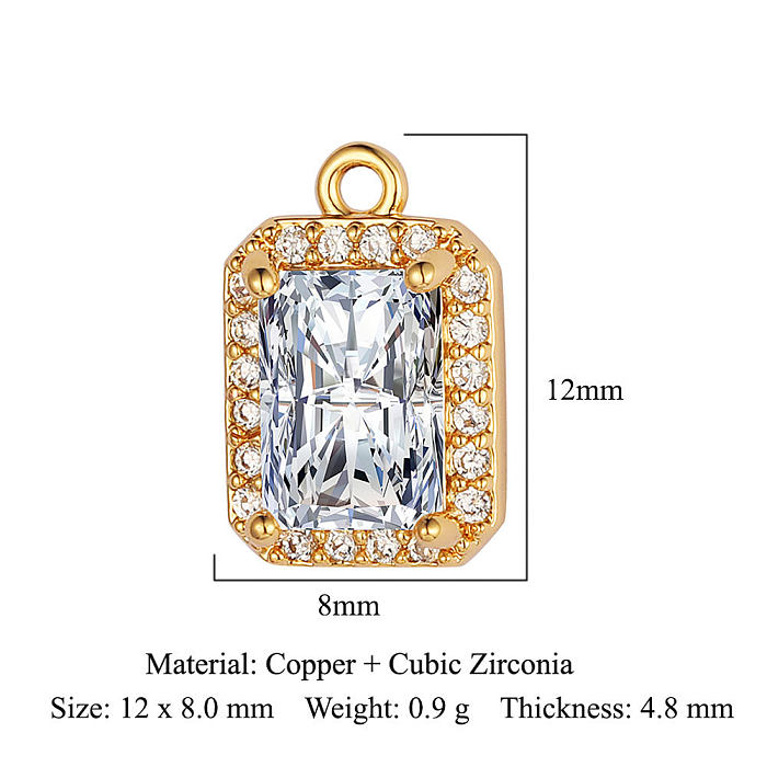 Modern Style Round Square Copper Plating Inlay Zircon Charms