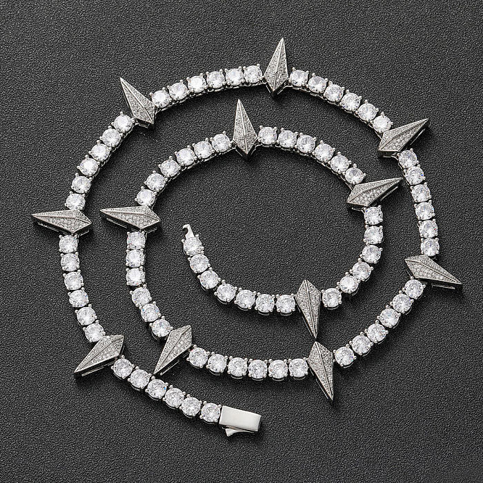 1 Stück Hip-Hop-Halskette mit einfarbiger Kupfer-Emaille-Beschichtung und Inlay-Zirkon