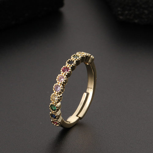 Fashion Star Copper Inlay Zircon Open Ring 1 Piece