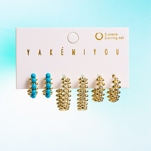 Yakemiyou Oversized Heart Shape Copper Three-dimensional Zircon 14K Gold Plated Earrings
