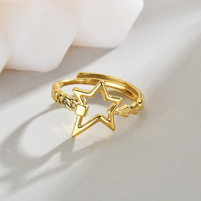 IG Style Pentagram Stainless Steel Plating 14K Gold Plated Open Rings