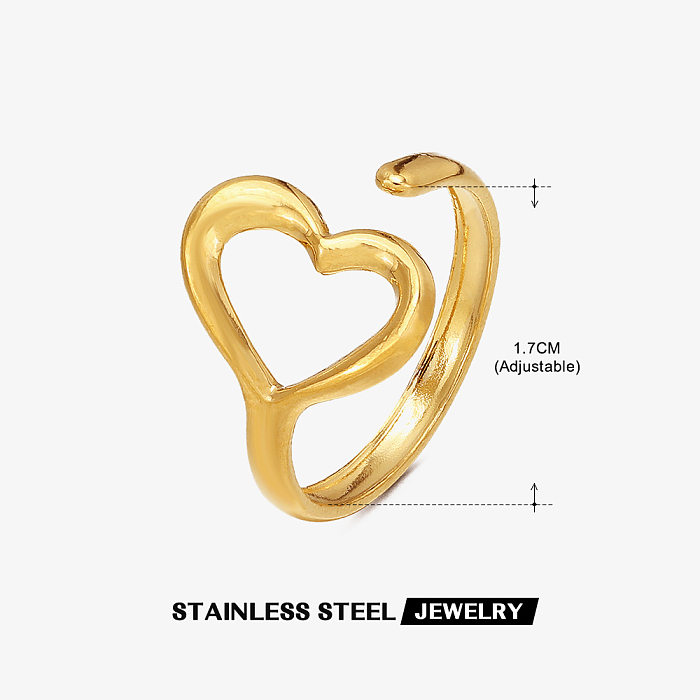 Offener Ring in Herzform aus Edelstahl im IG-Stil in Großpackung