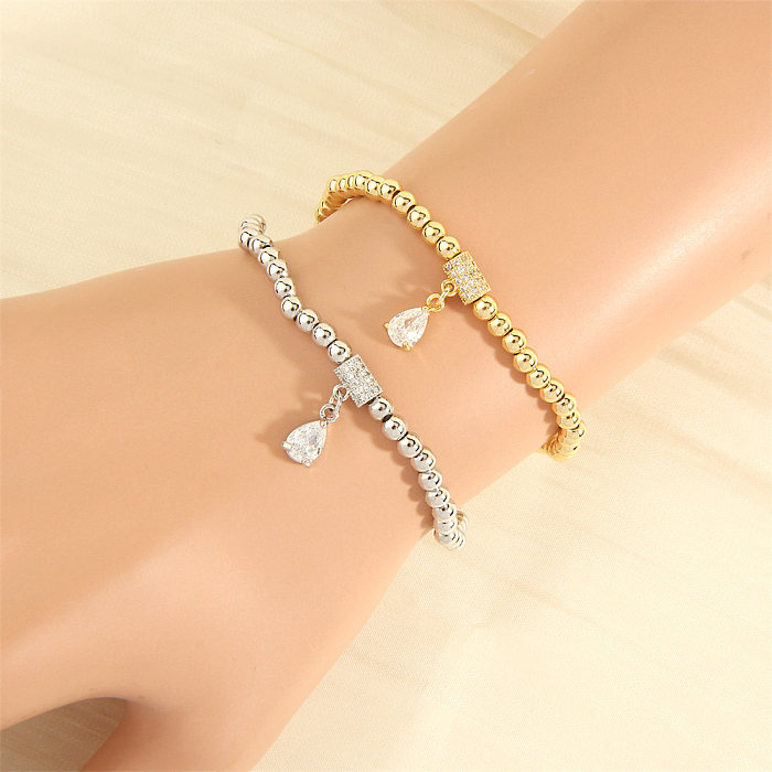 Simple Style Water Droplets Copper Plating Inlay Zircon 18K Gold Plated Bracelets