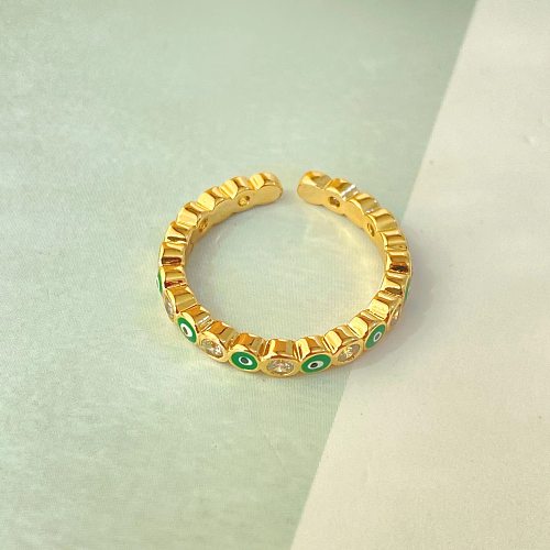 New Copper-plated 18k Gold Eye Micro-diamond Small Open Ring