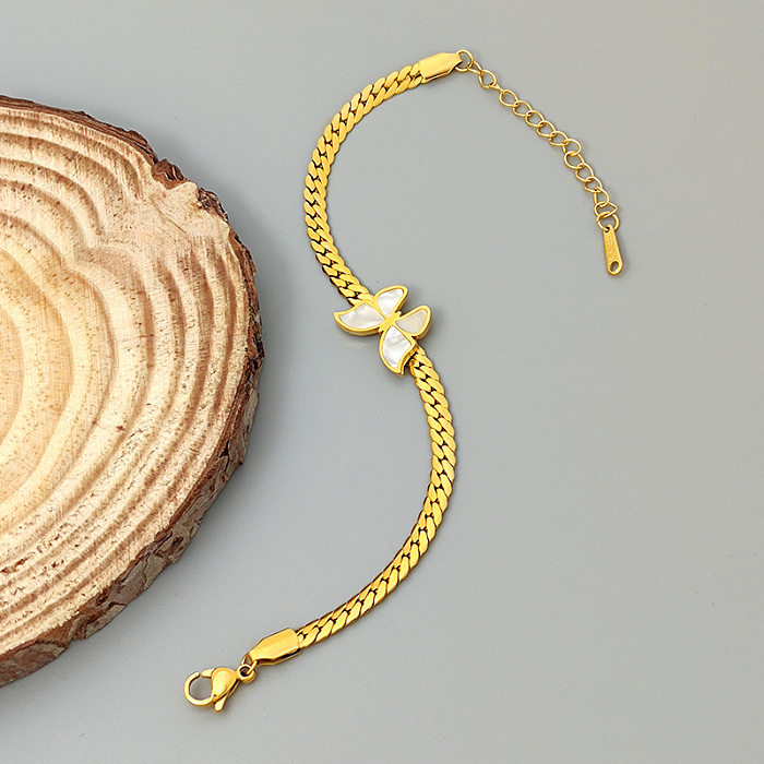 Damen-Armband-Halskette mit Schmetterlings-Titan-Stahlbeschichtung