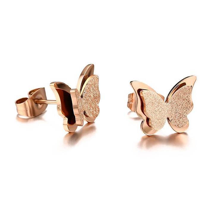 Simple Style Butterfly Titanium Steel Plating Jewelry Set