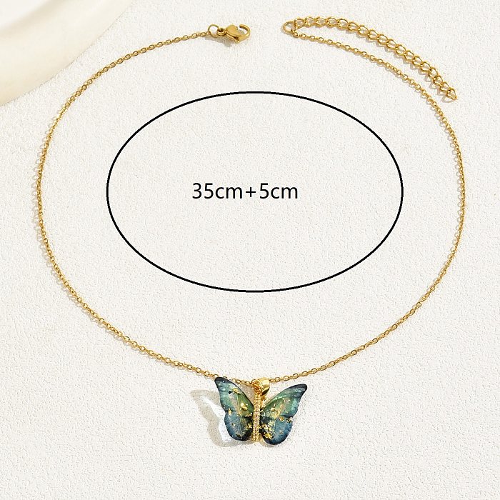 Süße schlichte Schmetterlings-Kupfer-Halskette mit 18 Karat vergoldetem Zirkon in großen Mengen