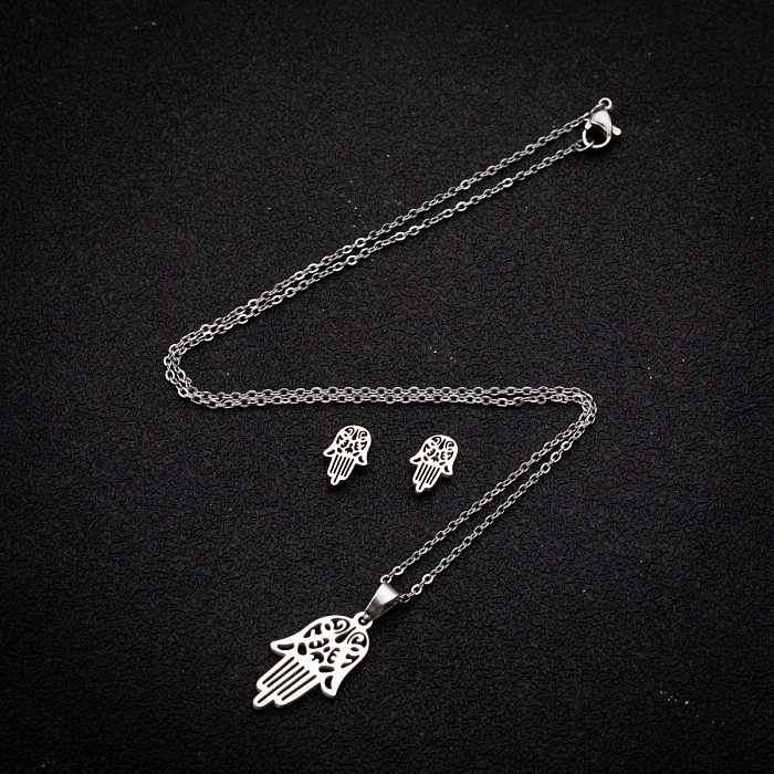 Simple Style Palm Stainless Steel Titanium Steel Plating Jewelry Set