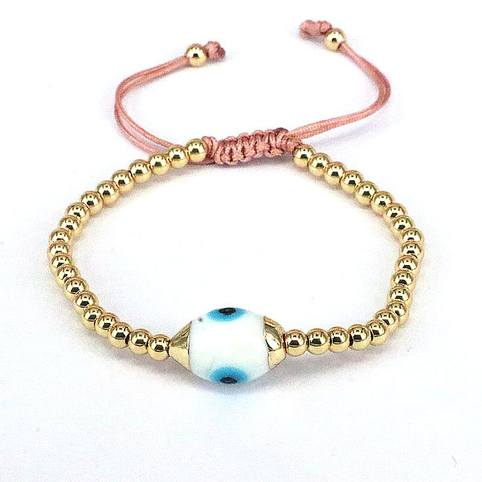 1 Piece Fashion Round Devil'S Eye Glass Copper Beaded Bracelets