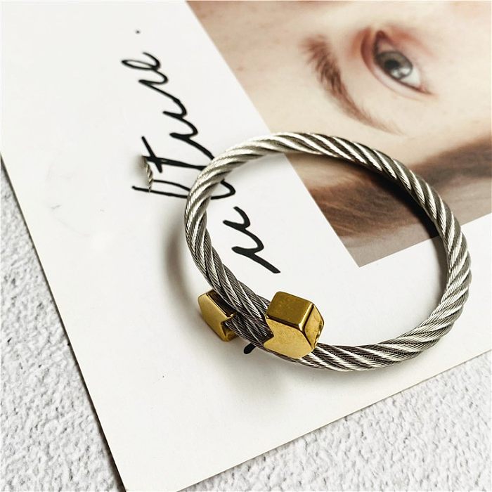 Bracelets à anneaux en acier inoxydable avec flèche et losange de style classique