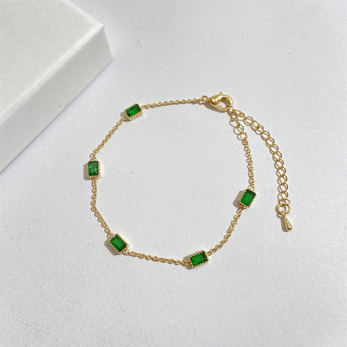 Collier de bracelets plaqués or 18 carats avec incrustation de placage en acier inoxydable rectangulaire Sweet Commute de base
