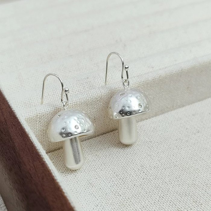 1 paire de boucles d'oreilles pendantes en cuivre, Style Simple, Patchwork de champignons