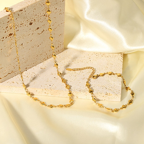 Collar plateado oro de las pulseras del chapado en oro 18K del acero inoxidable de la forma dulce del corazón
