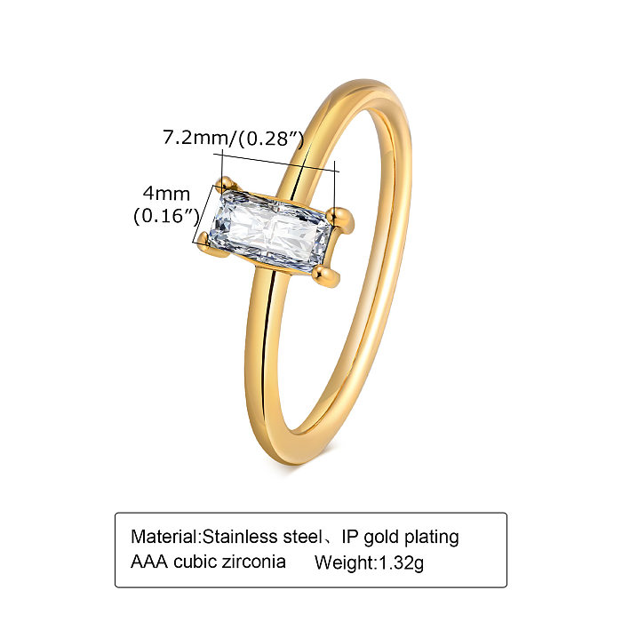 Simple Style Geometric Stainless Steel Rings Inlay Zircon Stainless Steel Rings