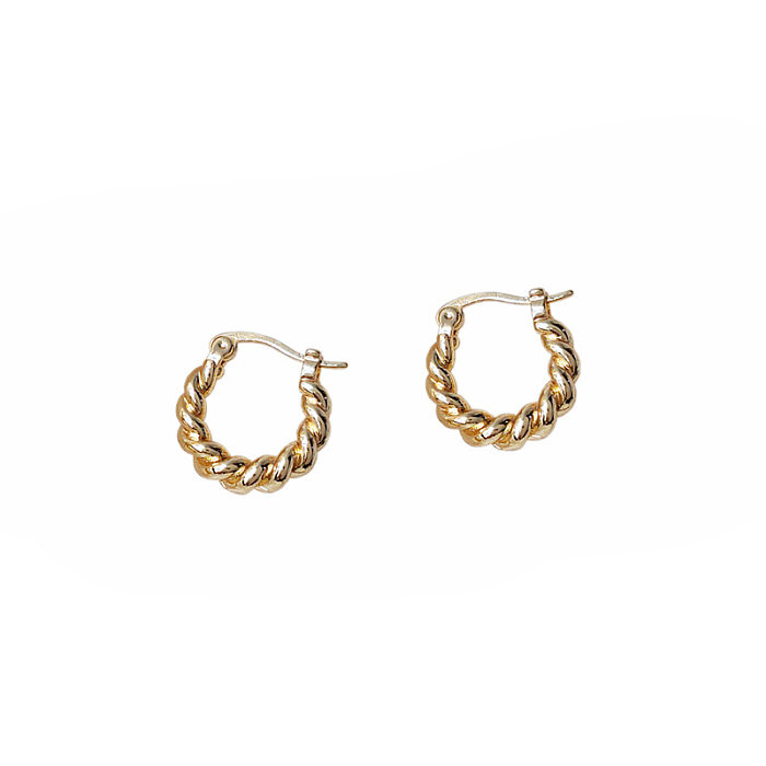 1 Pair Simple Style Twist Copper Plating Metal 14K Gold Plated Earrings