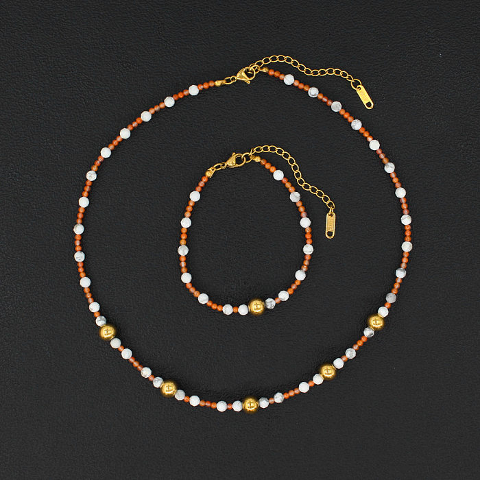 Moderne Farbblock-Armband-Halskette aus Edelstahl mit Titanstahlbeschichtung