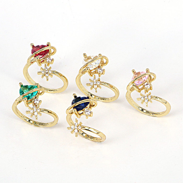 Fashion Copper New Micro-inlaid Color Diamond Copper Rings