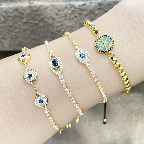 Bracelets en cuivre Fashion Eye Bracelets en cuivre plaqué or Zircon