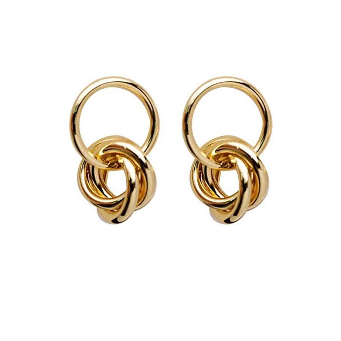1 paire de boucles d'oreilles pendantes géométriques de Style français plaqué cuivre, Style Vintage