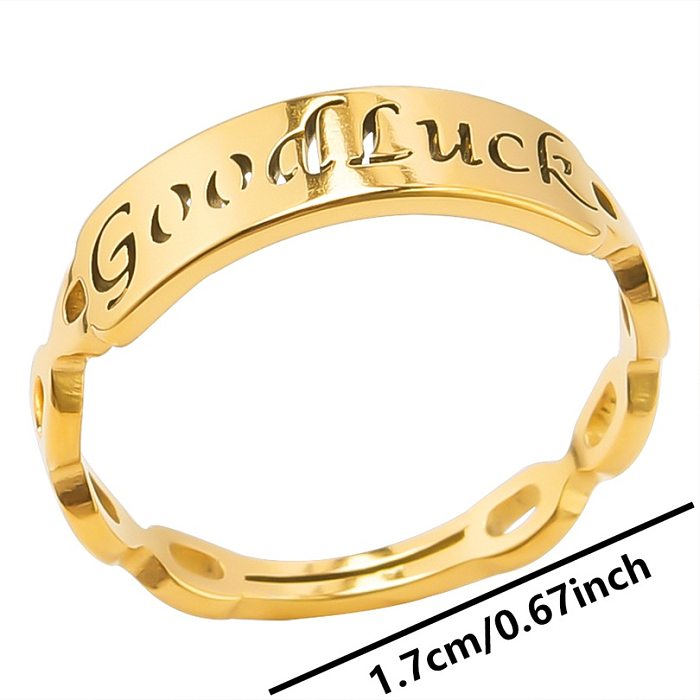 Anéis banhados a ouro com letras de deslocamento em aço inoxidável